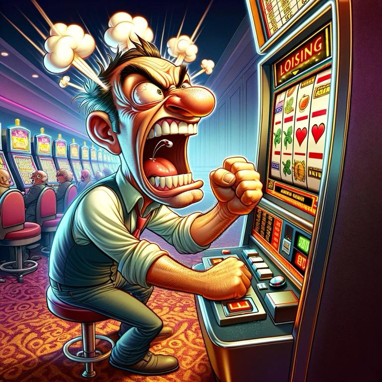 Persona arrabbiata per le slot